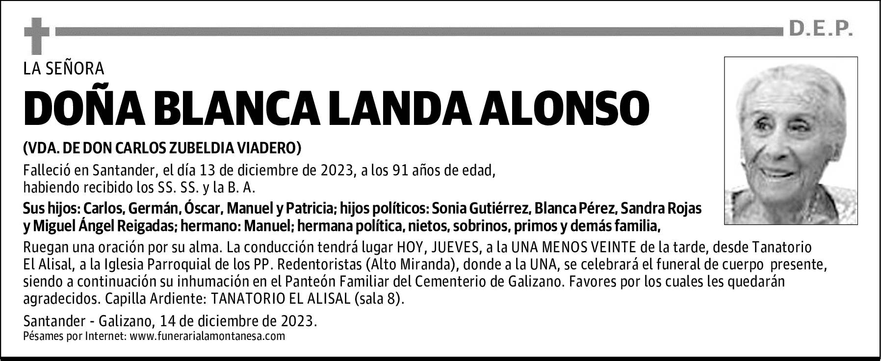 DOÑA BLANCA LANDA ALONSO