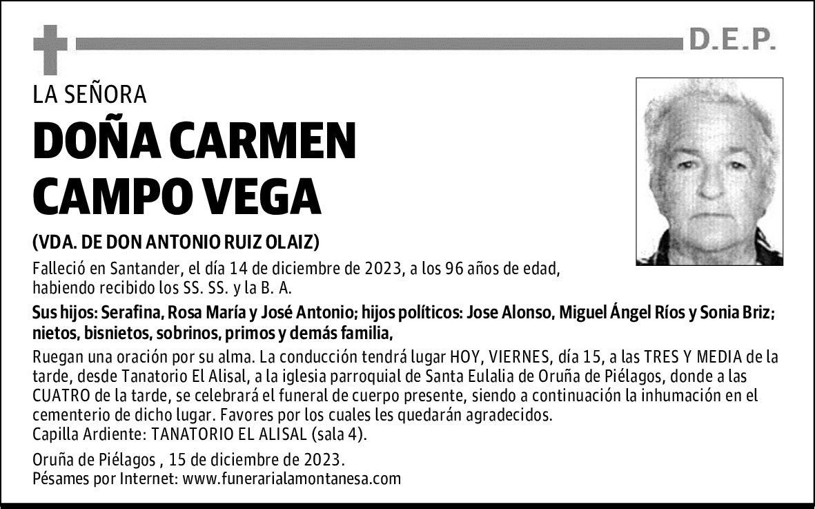 DOÑA CARMEN CAMPO VEGA