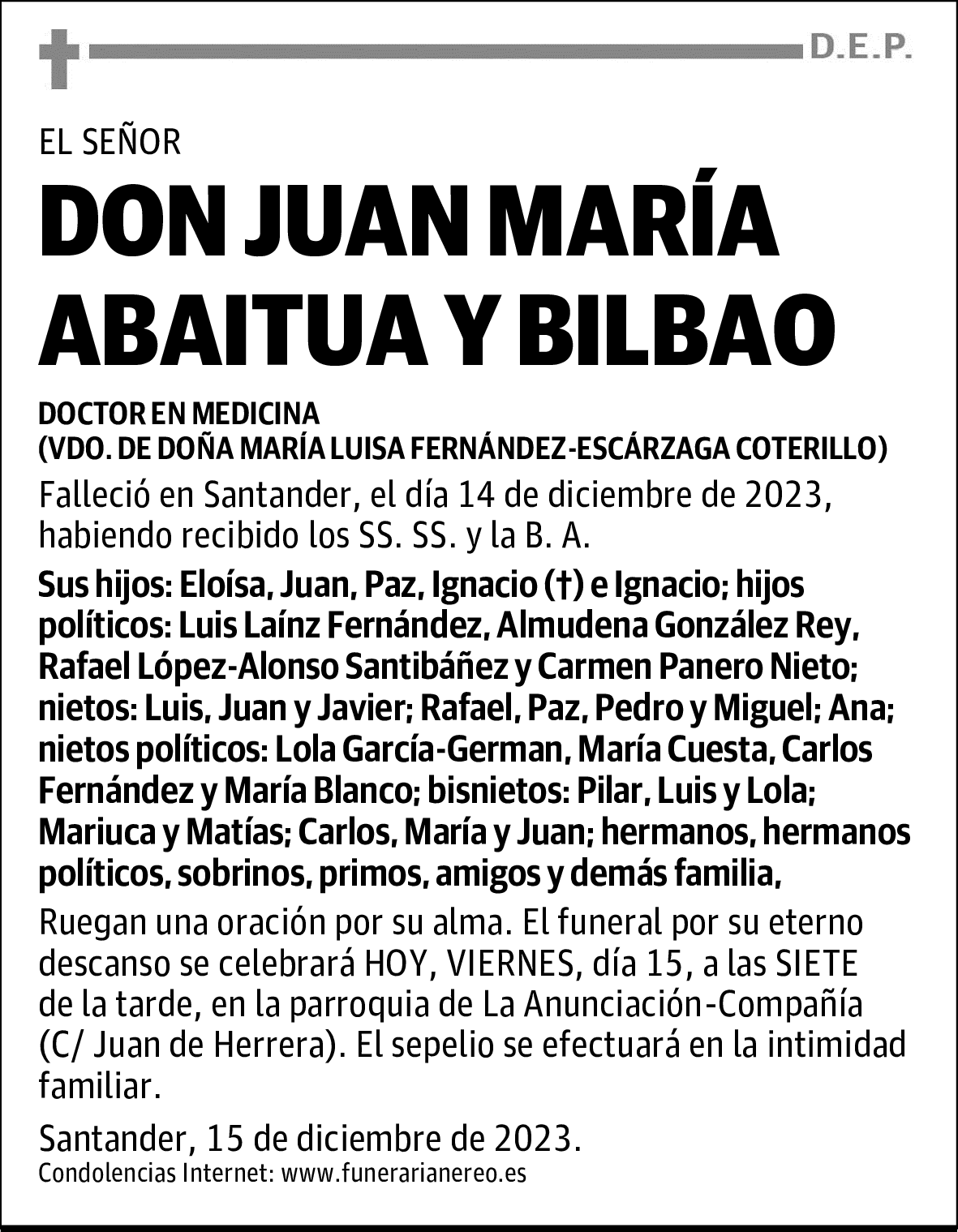 DON JUAN MARÍA ABAITUA Y BILBAO