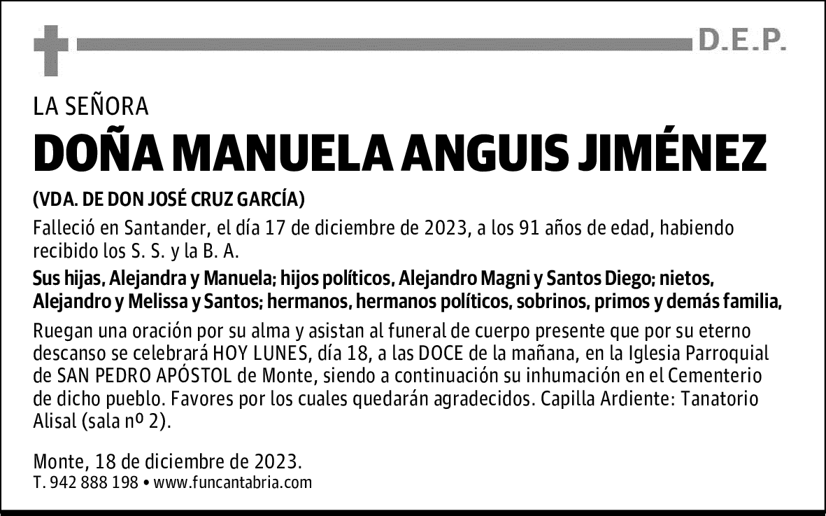 DOÑA MANUELA ANGUIS JIMÉNEZ
