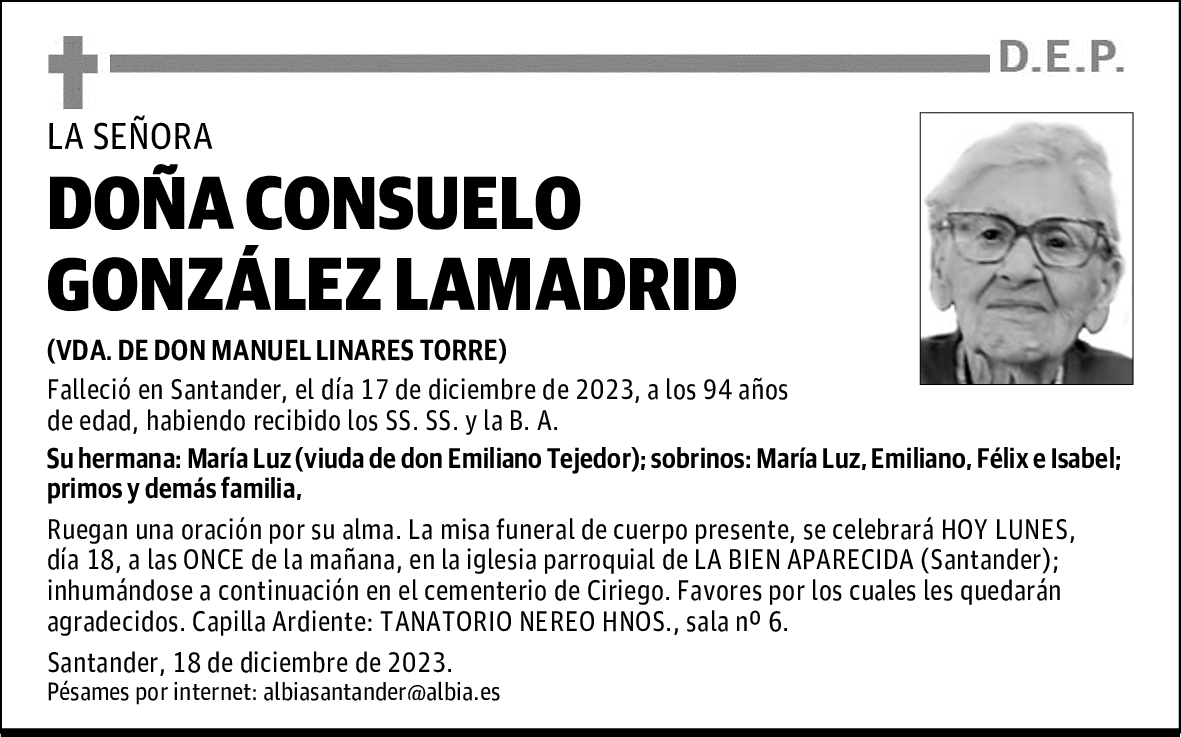 DOÑA CONSUELO GONZÁLEZ LAMADRID