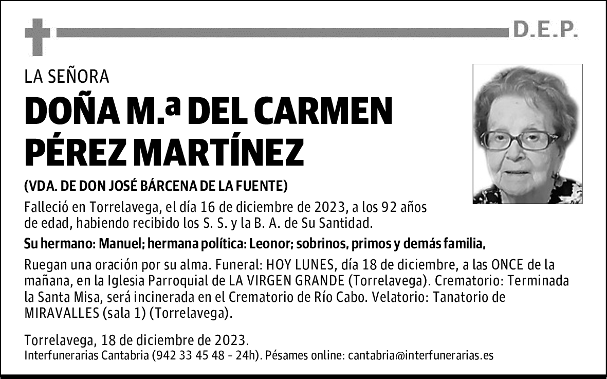 DOÑA M.ª DEL CARMEN PÉREZ MARTÍNEZ