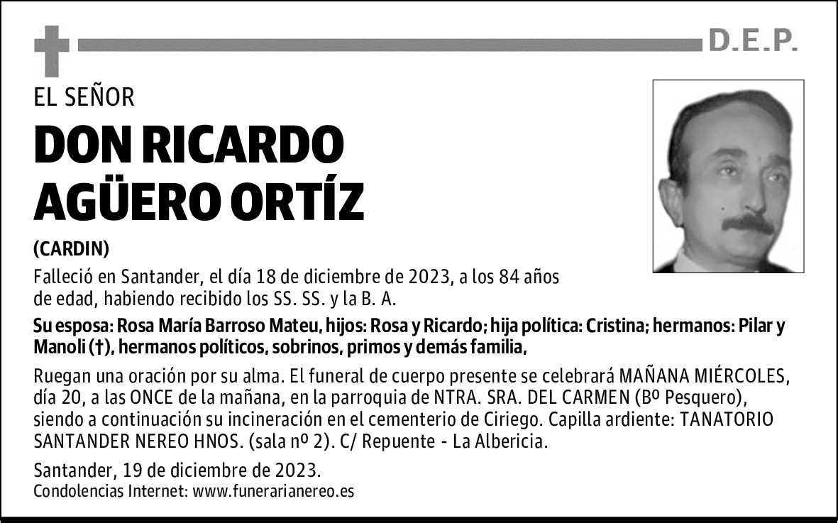 DON RICARDO AGÜERO ORTÍZ