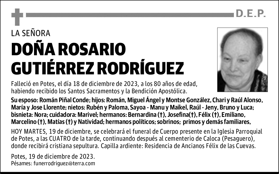 DOÑA ROSARIO GUTIÉRREZ RODRÍGUEZ