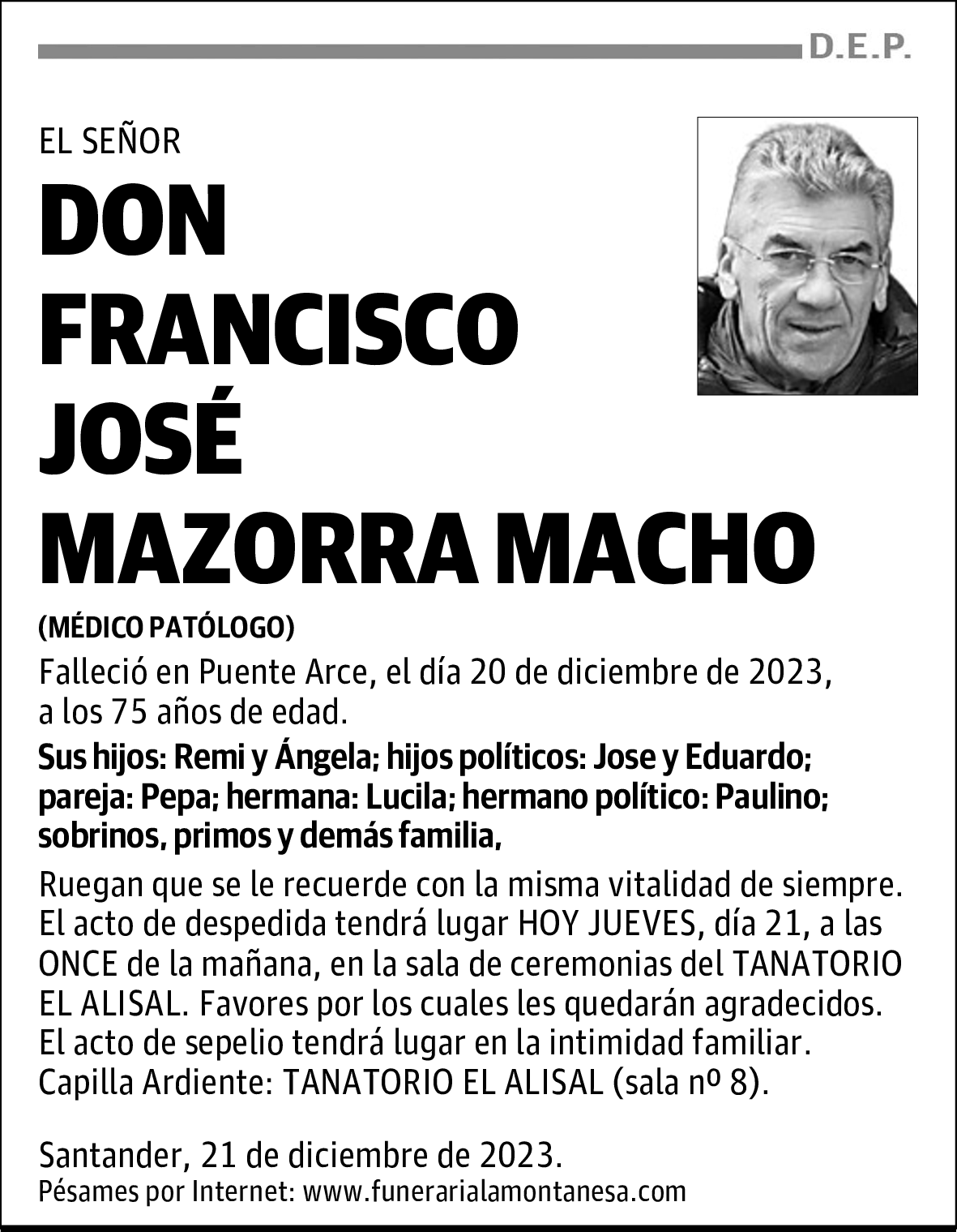 DON FRANCISCO JOSÉ MAZORRA MACHO