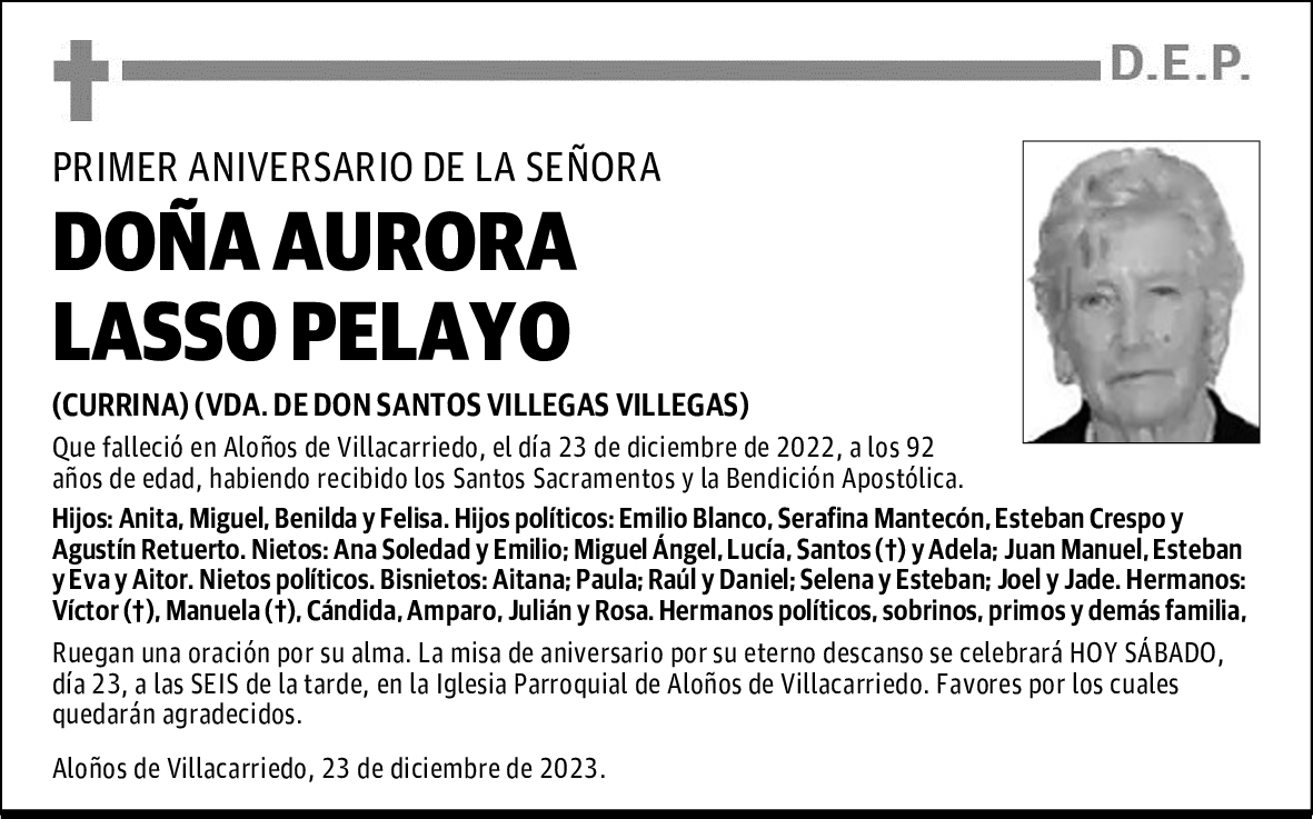 DOÑA AURORA LASSO PELAYO