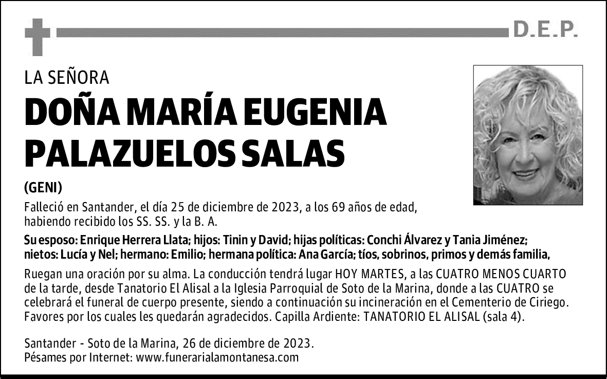DOÑA MARÍA EUGENIA PALAZUELOS SALAS