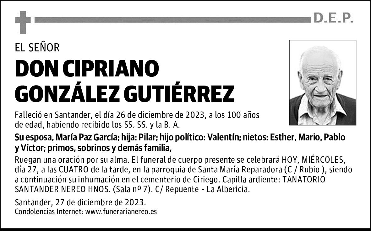 DON CIPRIANO GONZÁLEZ GUTIÉRREZ