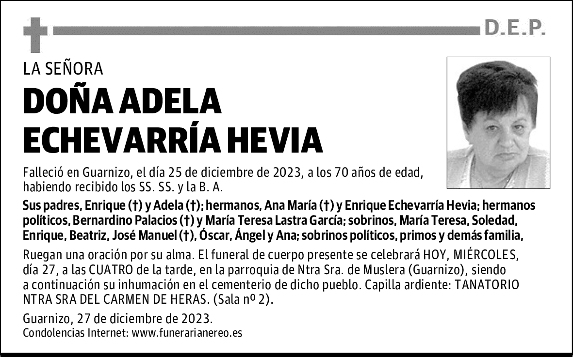 DOÑA ADELA ECHEVARRÍA HEVIA