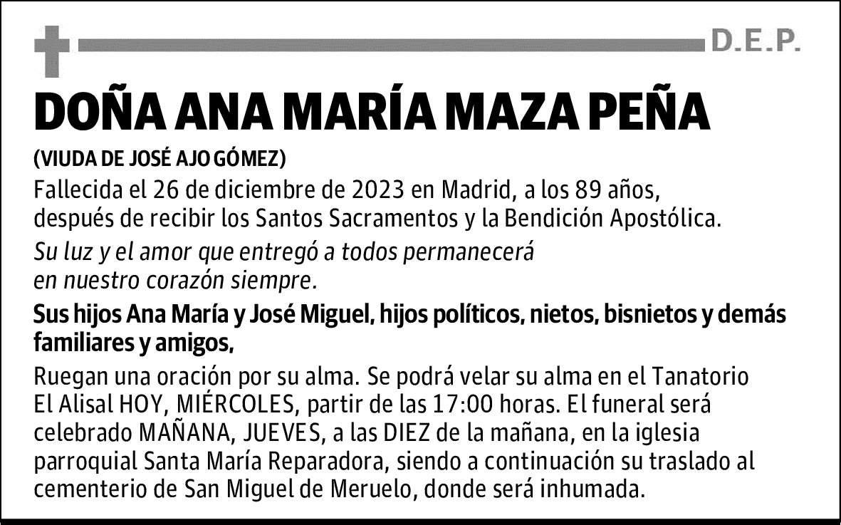 DOÑA ANA MARÍA MAZA PEÑA