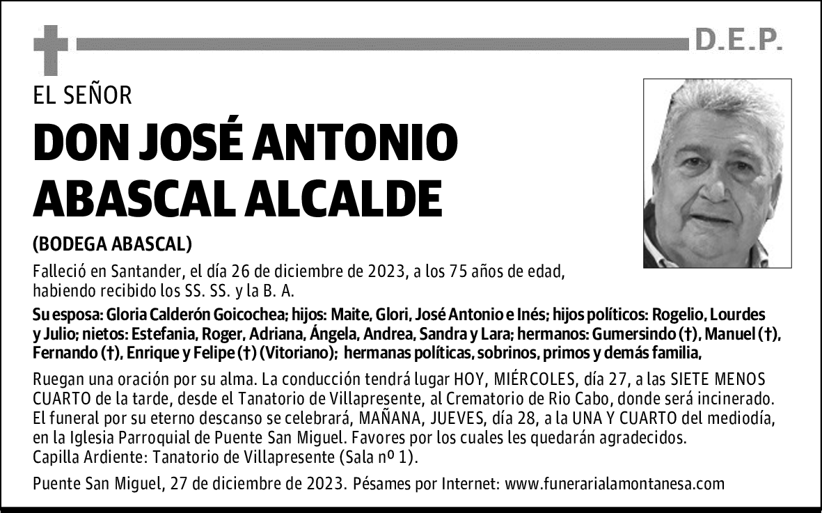DON JOSÉ ANTONIO ABASCAL ALCALDE