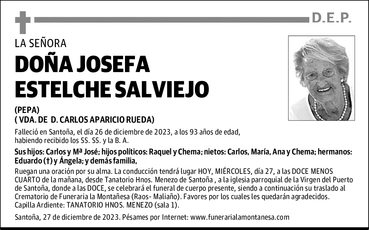DOÑA JOSEFA ESTELCHE SALVIEJO