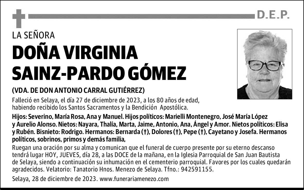 DOÑA VIRGINIA SAINZ-PARDO GÓMEZ