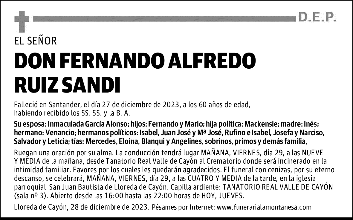 DON FERNANDO ALFREDO RUIZ SANDI