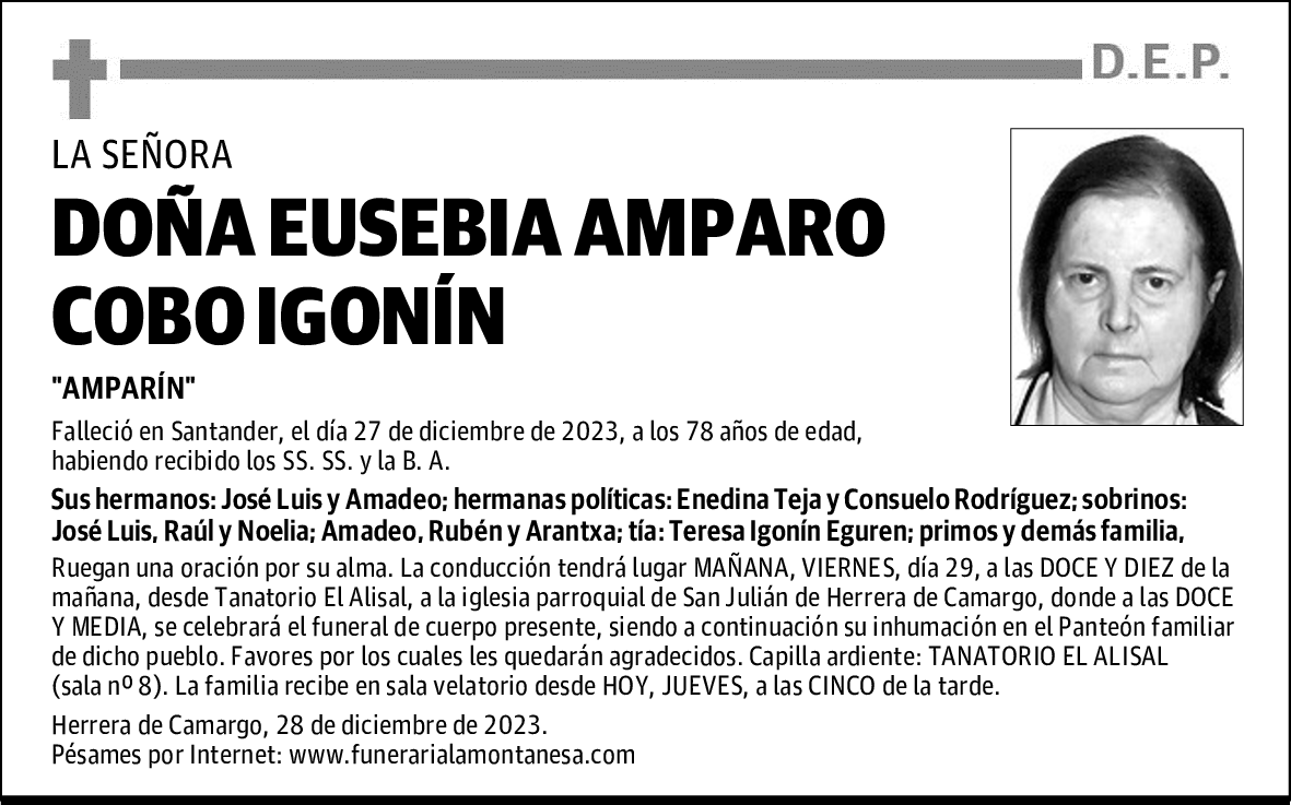 DOÑA EUSEBIA AMPARO COBO IGONÍN