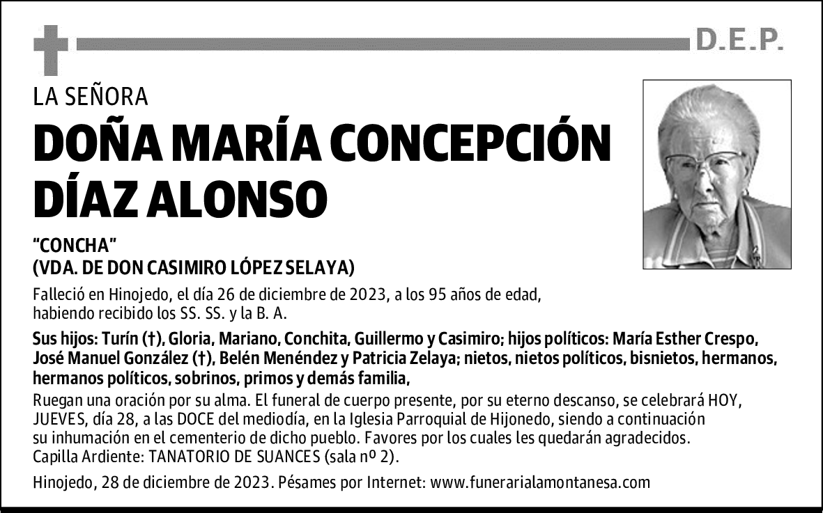 DOÑA MARÍA CONCEPCIÓN DÍAZ ALONSO