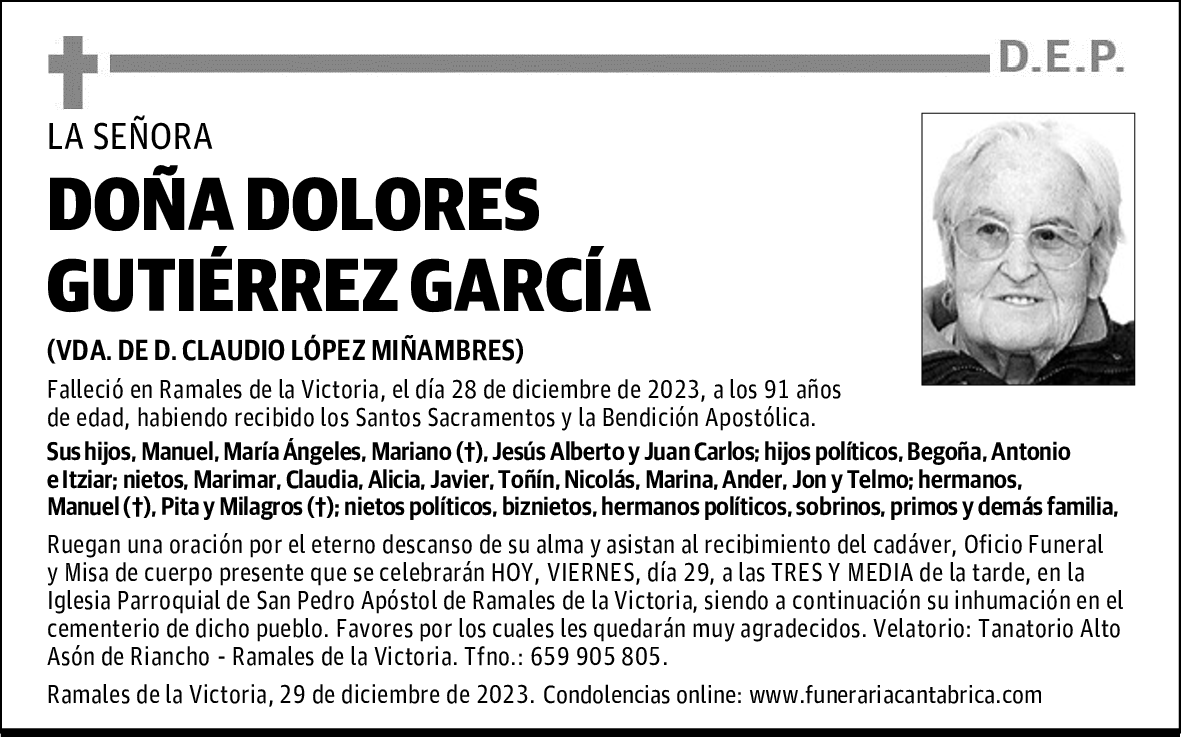 DOÑA DOLORES GUTIÉRREZ GARCÍA