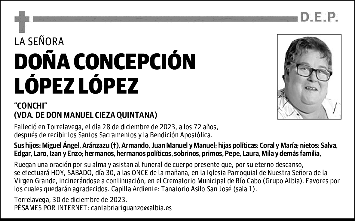 DOÑA CONCEPCIÓN LÓPEZ LÓPEZ