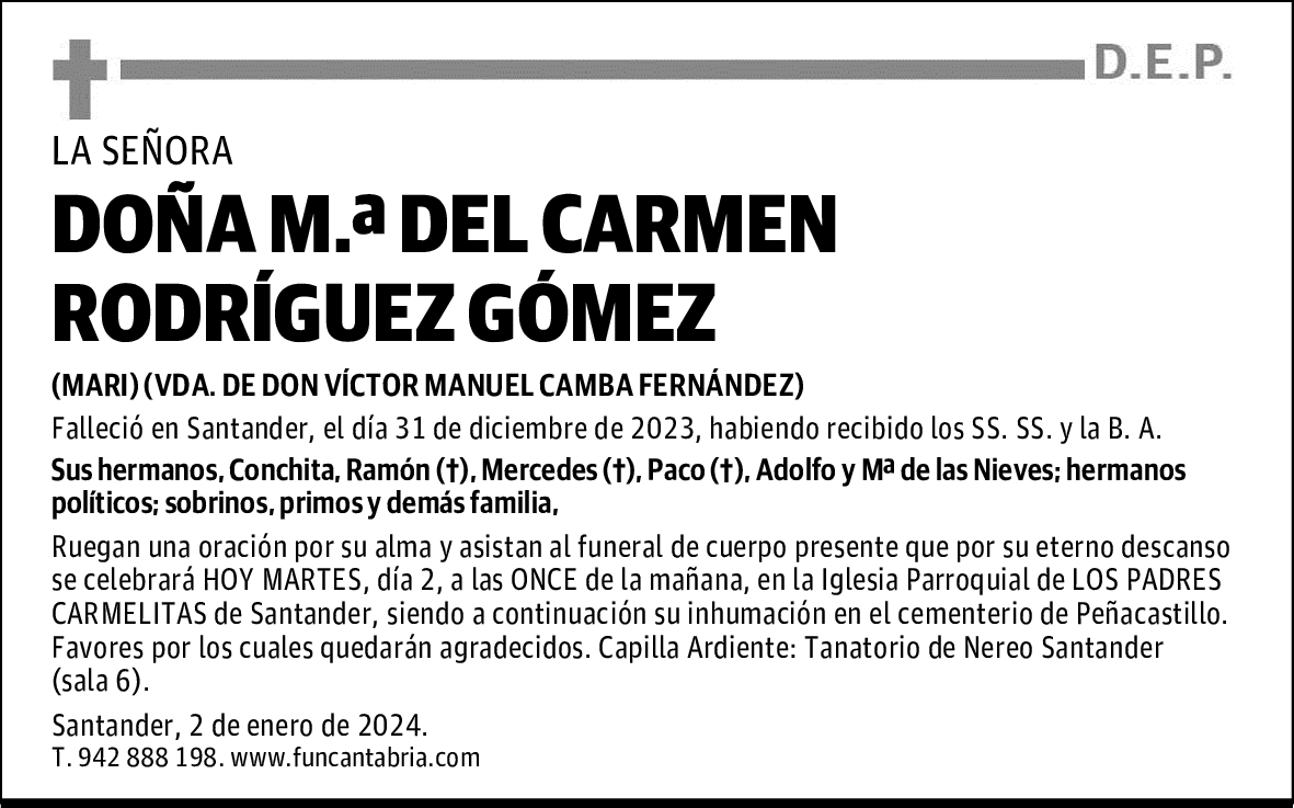 DOÑA M.ª DEL CARMEN RODRÍGUEZ GÓMEZ