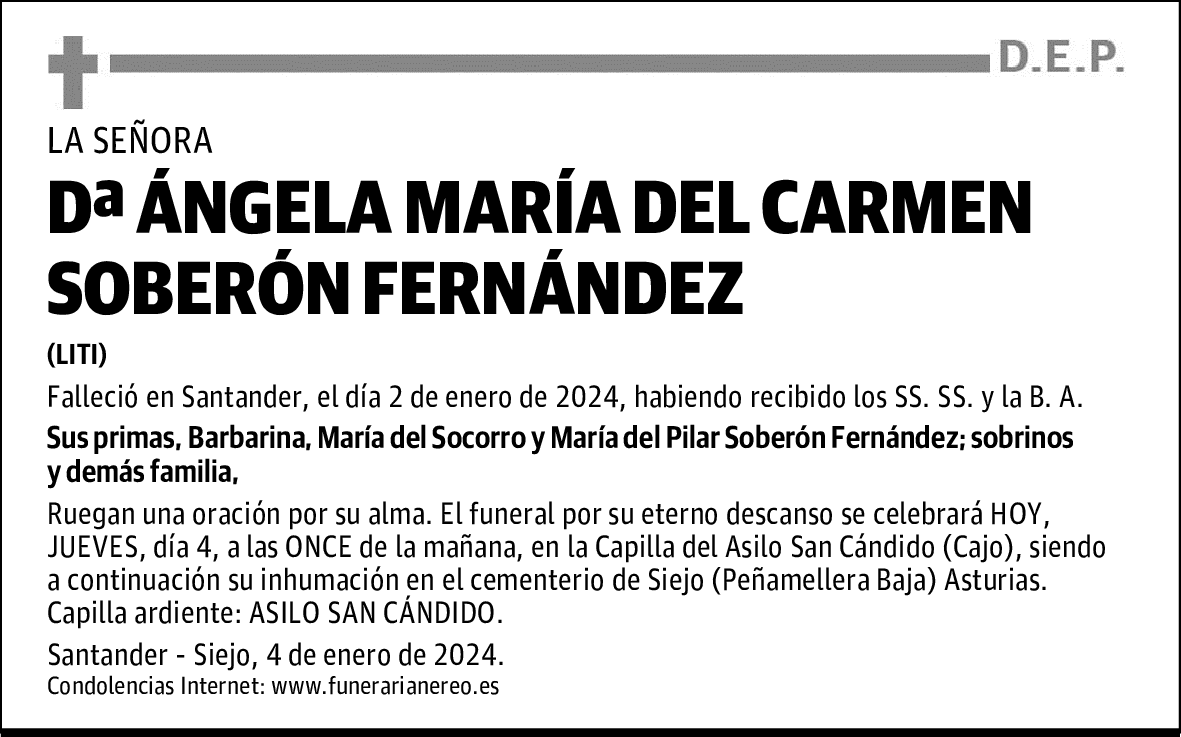 DOÑA ANGELA MARIA DEL CARMEN SOBERON FERNANDEZ
