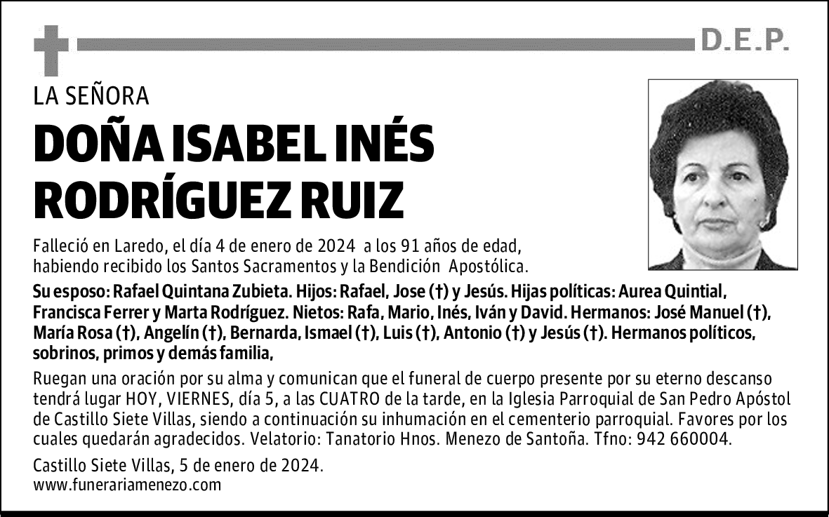 DOÑA ISABEL INÉS RODRÍGUEZ RUIZ