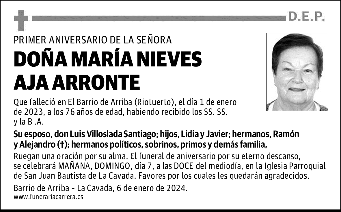 DOÑA MARÍA NIEVES AJA ARRONTE