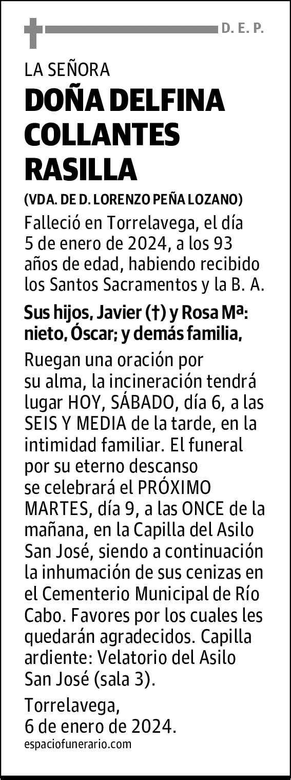 DOÑA DELFINA COLLANTES RASILLA