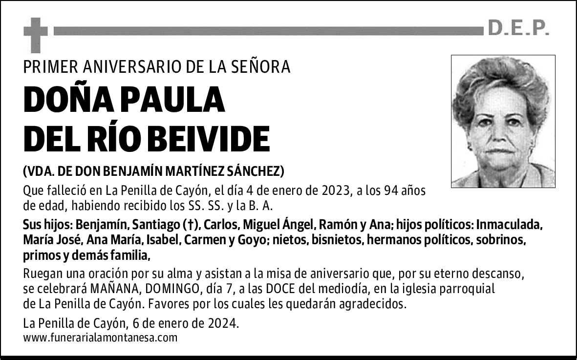 DOÑA PAULA DEL RÍO BEIVIDE