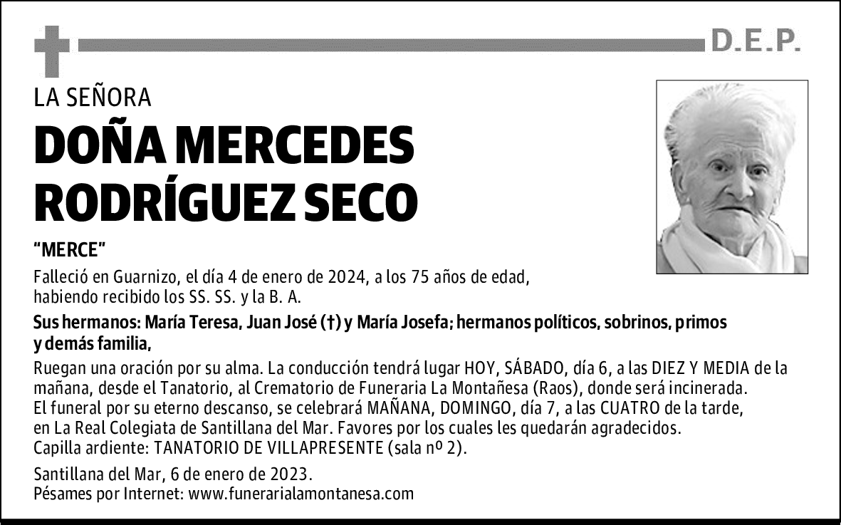 DOÑA MERCEDES RODRÍGUEZ SECO