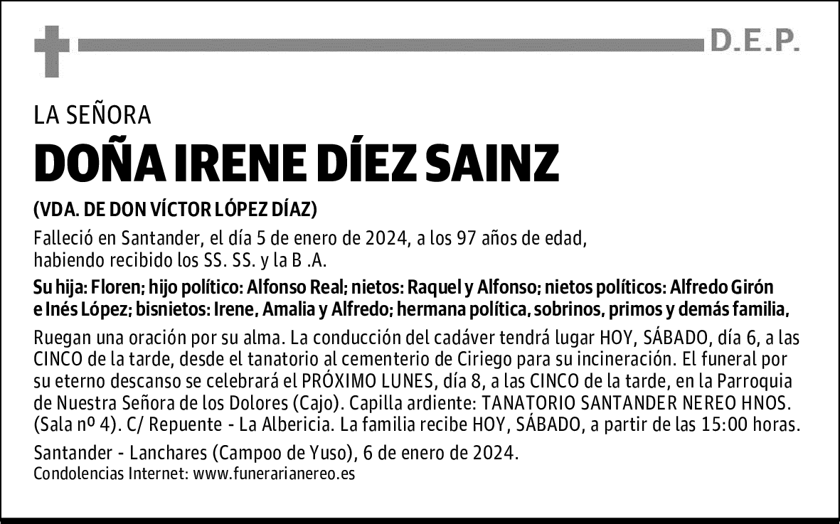 DOÑA IRENE DÍEZ SAINZ