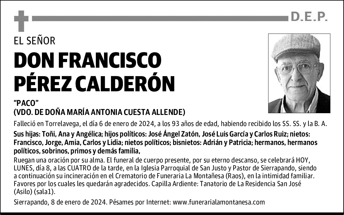 DON FRANCISCO PÉREZ CALDERÓN
