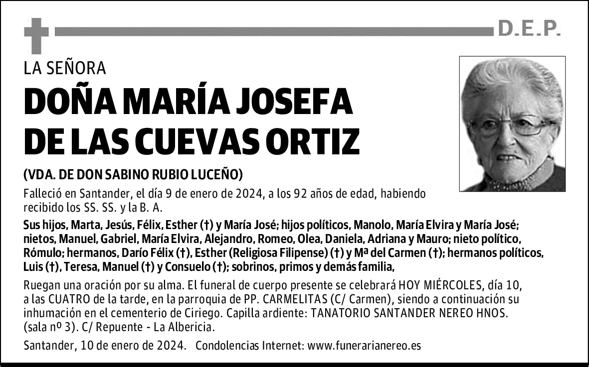 DOÑA MARÍA JOSEFA DE LAS CUEVAS ORTIZ