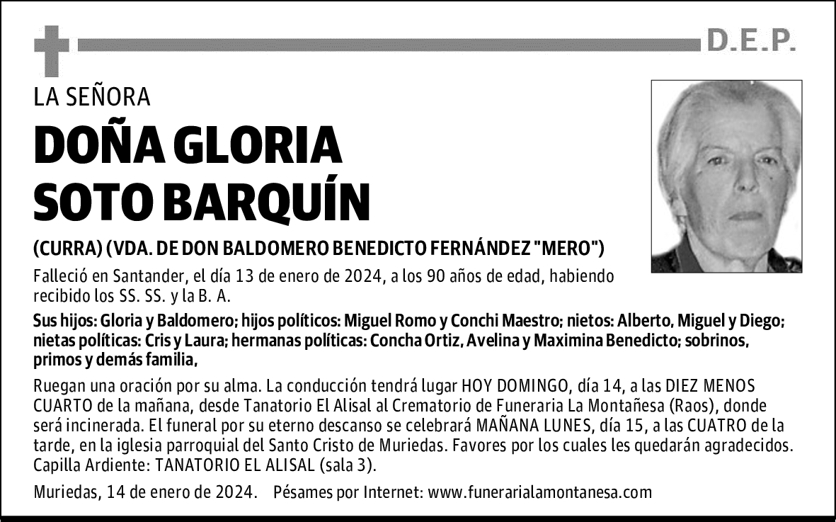DOÑA GLORIA SOTO BARQUÍN