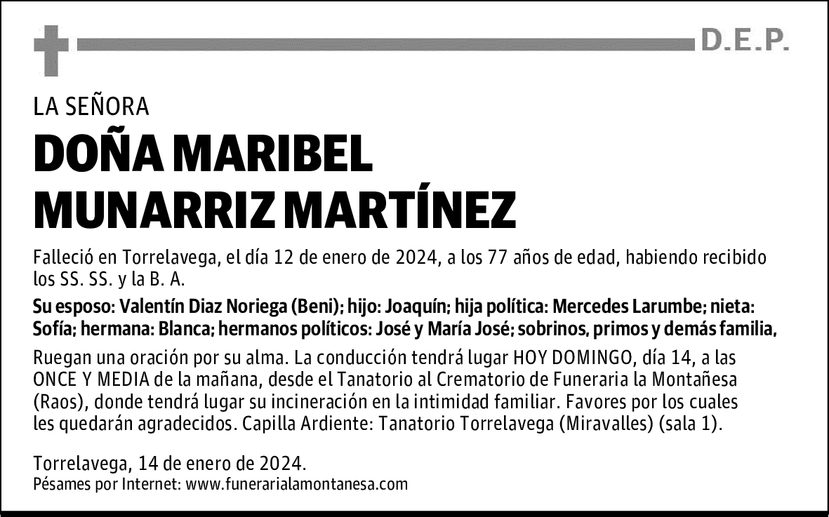 DOÑA MARIBEL MUNARRIZ MARTÍNEZ