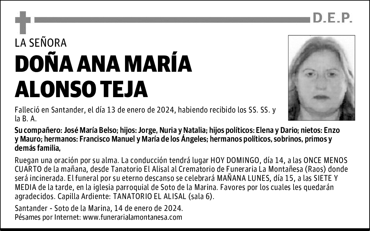 DOÑA ANA MARÍA ALONSO TEJA