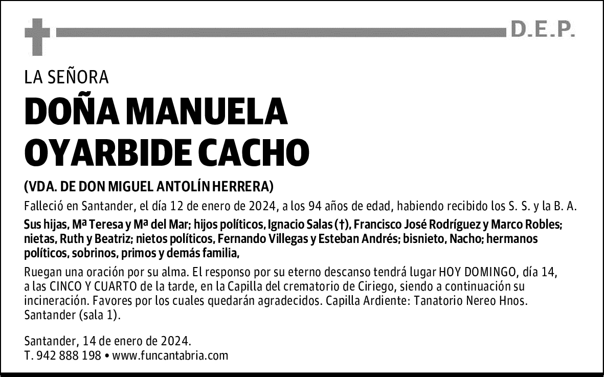 DOÑA MANUELA OYARBIDE CACHO