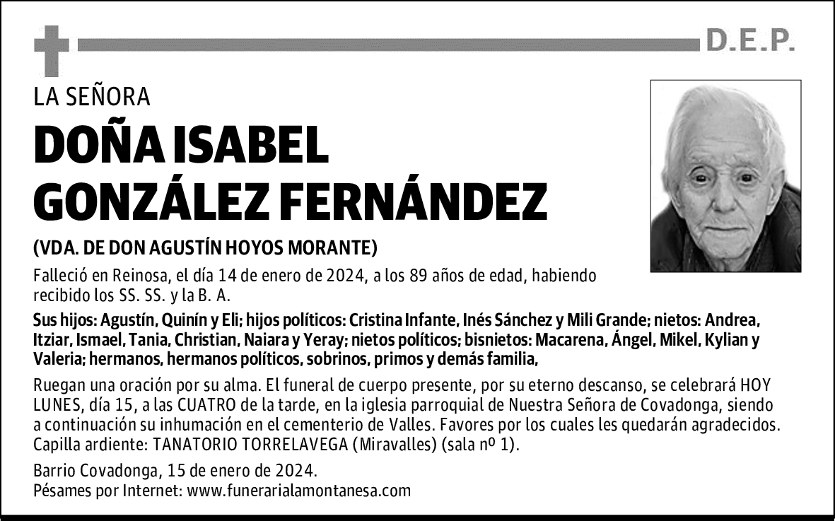 DOÑA ISABEL GONZÁLEZ FERNÁNDEZ