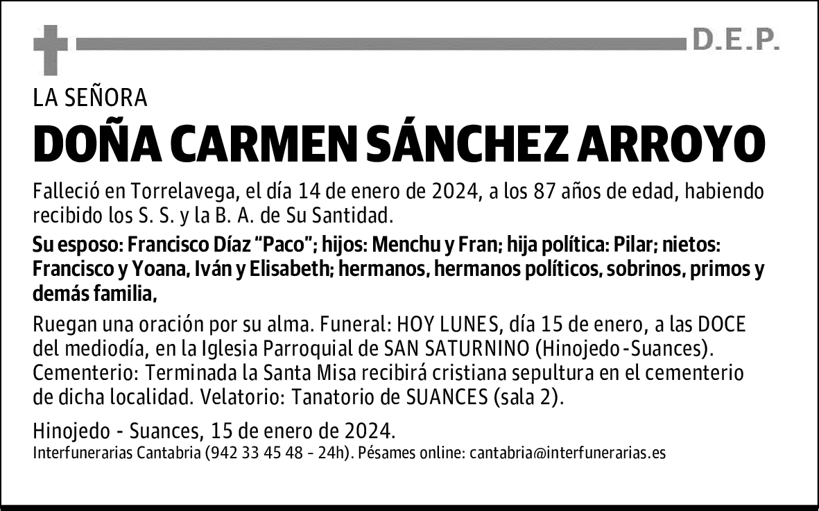 DOÑA CARMEN SÁNCHEZ ARROYO