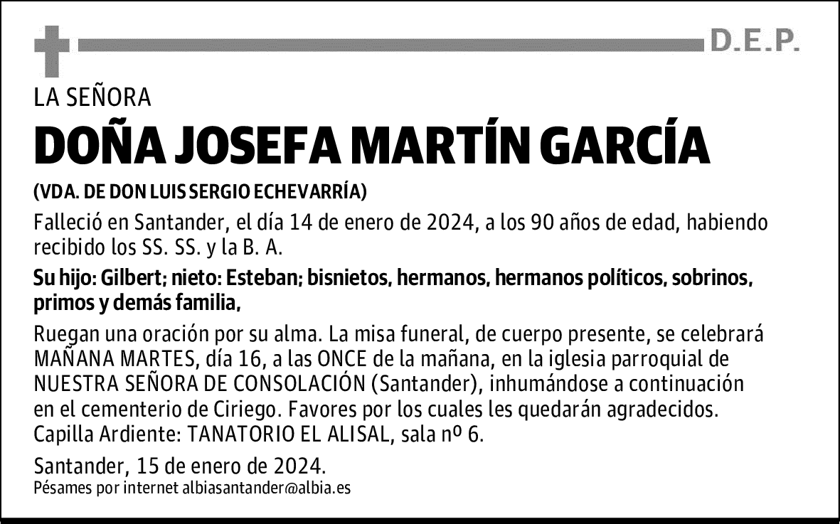 DOÑA JOSEFA MARTÍN GARCÍA