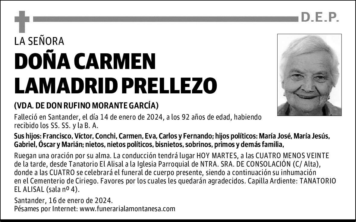 DOÑA CARMEN LAMADRID PRELLEZO