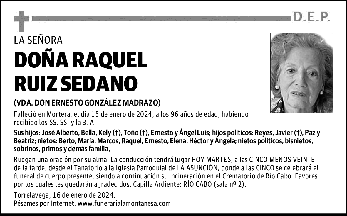 DOÑA RAQUEL RUIZ SEDANO