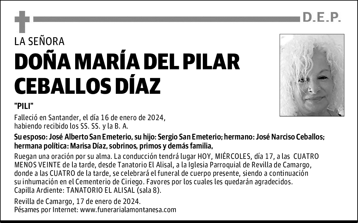 DOÑA MARÍA DEL PILAR CEBALLOS DÍAZ