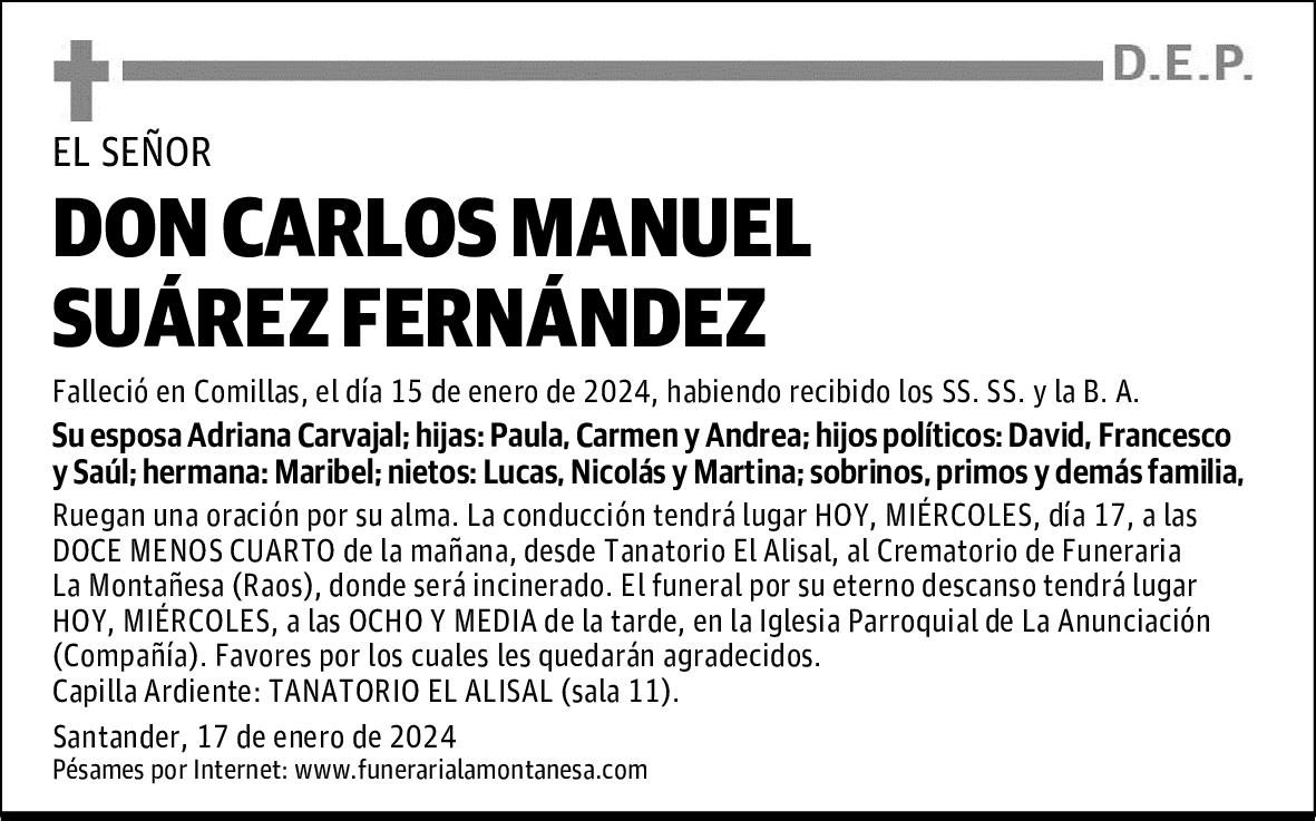 DON CARLOS MANUEL SUÁREZ FERNÁNDEZ