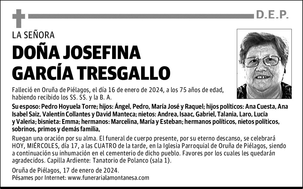 DOÑA JOSEFINA GARCÍA TRESGALLO