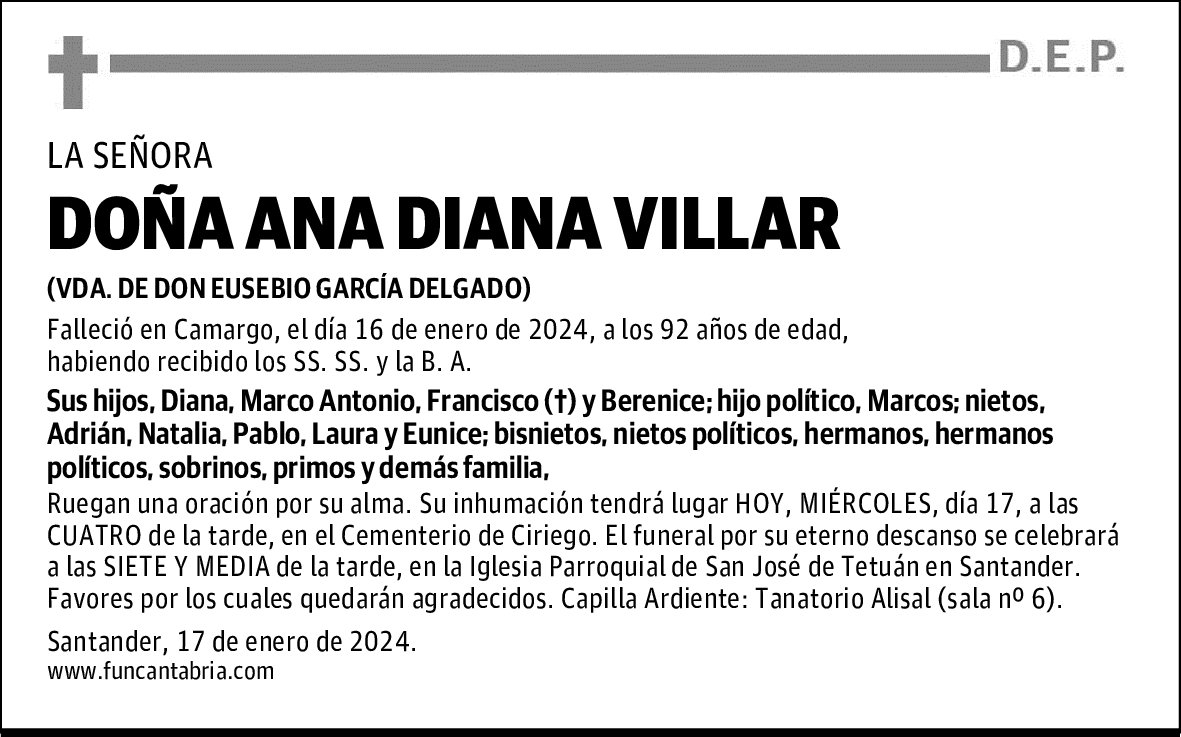 DOÑA ANA DIANA VILLAR