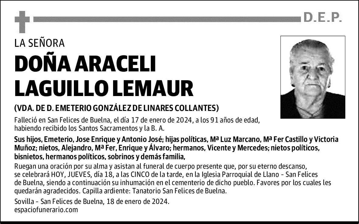 DOÑA ARACELI LAGUILLO LEMAUR