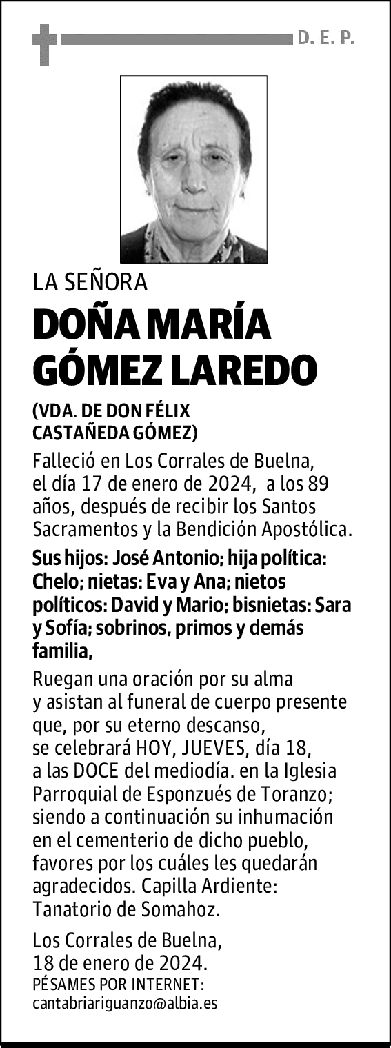 DOÑA MARÍA GÓMEZ LAREDO