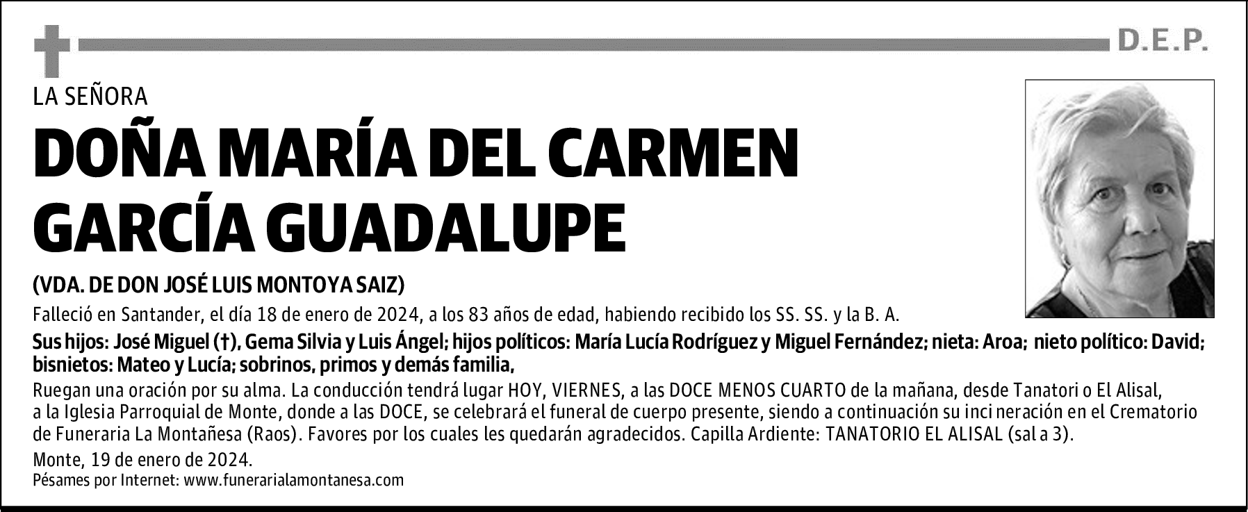 DOÑA MARÍA DEL CARMEN GARCÍA GUADALUPE