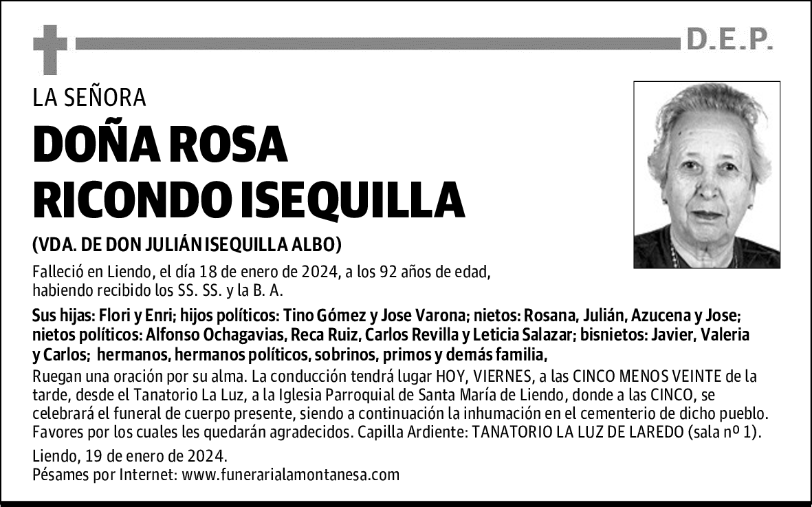 DOÑA ROSA RICONDO ISEQUILLA