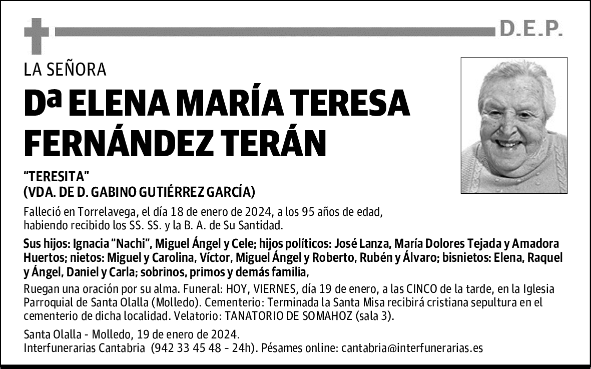DOÑA ELENA MARÍA TERESA FERNÁNDEZ TERÁN